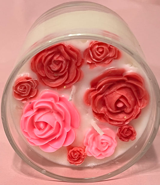Bed  of Roses Scented  candle with surprise inside