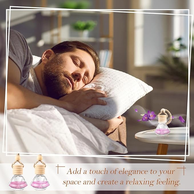 1 Pcs Car Air Freshener Hanging Bottle Empty Glass Perfume Diffuser Bottles Refillable Car Air Freshener Pendant Aromatherapy Fragrance Vials Ornament(Diamond)
