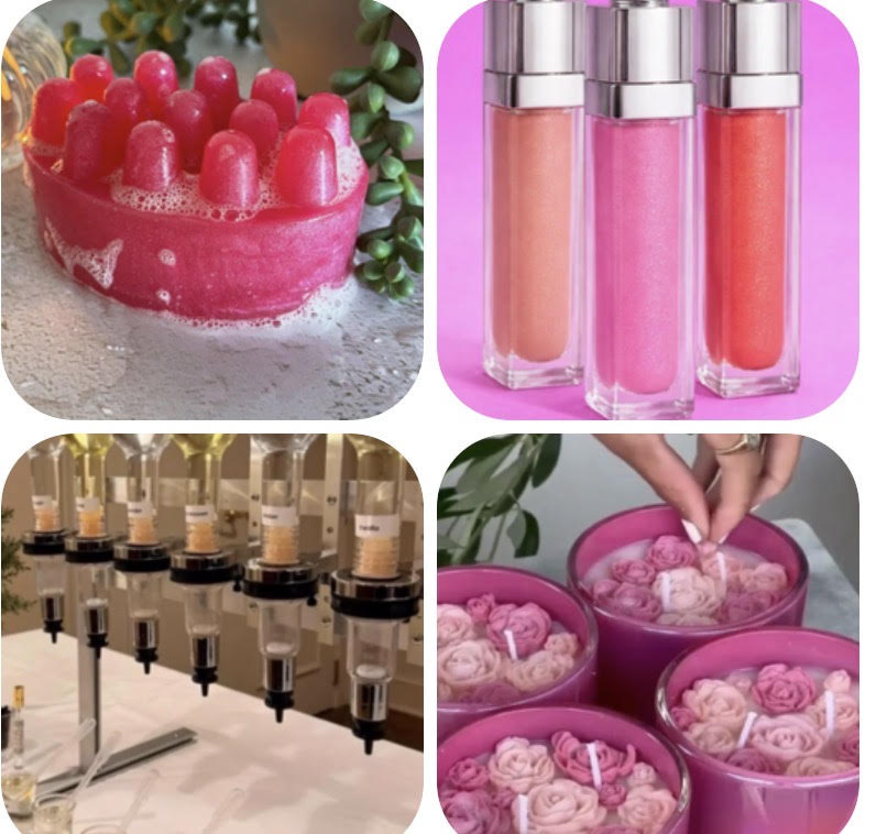 One  Candle –One  Lip Gloss & One  Melt-and-Pour Soap Bars & 1 perfume spray